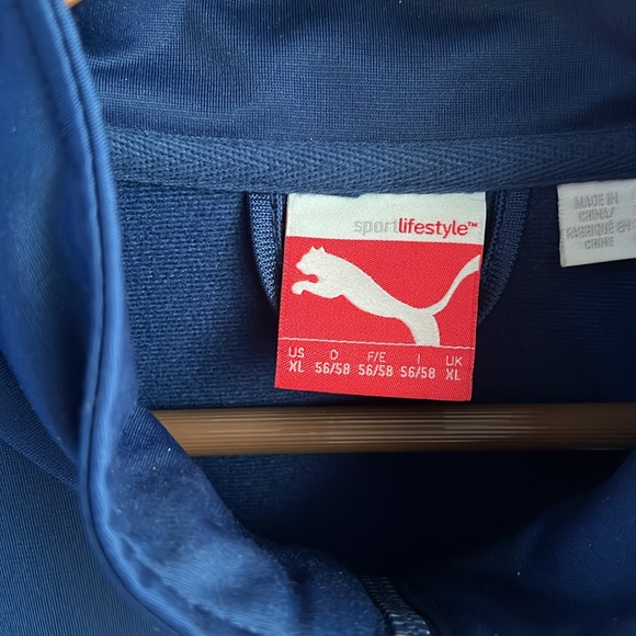 Puma Work-out Jacket Sz XL Navy Blue w/Green and White - Picture 2 of 13